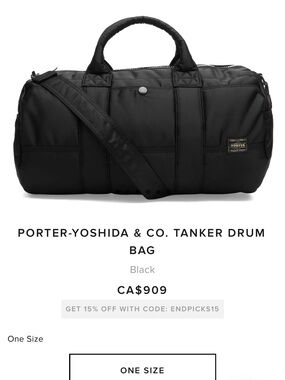 Porter-Yoshida & Co. Black Tanker Duffel Bag